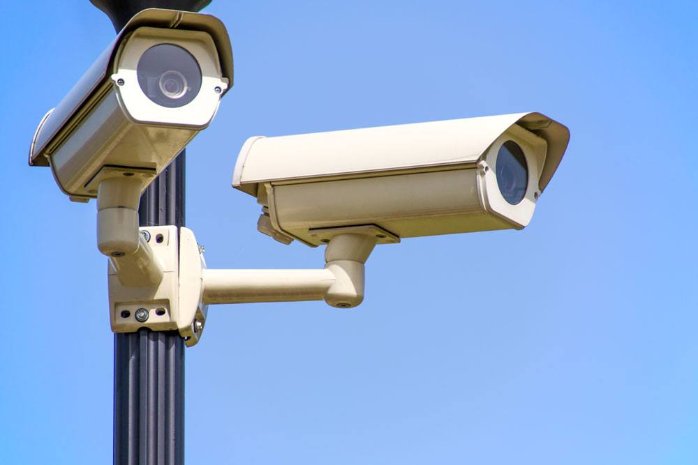 CCTV cameras on pole securing small businesses