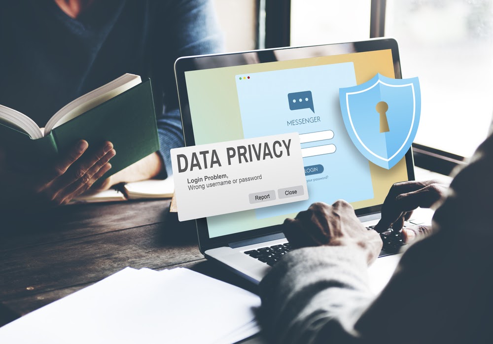 Data privacy protection displayed on employees screen