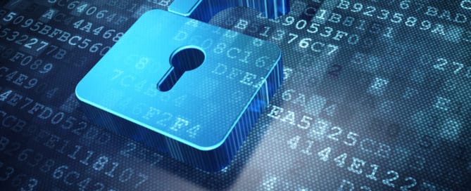 Security concept: blue opened padlock on digital background