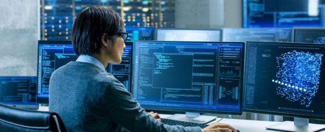 IT technician works on vulnerability assessment and network penetration testing.