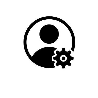 Employee with a gear icon, symbolizing skill development