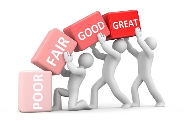 Evaluation image concept that shows gauge from poor to great.