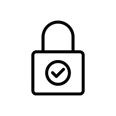 Icon of a padlock with a checkmark representing secure and confidential cybersecurity services