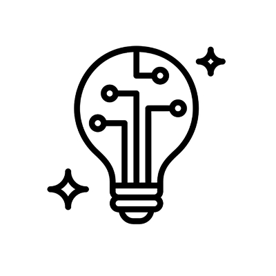 Light bulb with circuit lines, representing innovation and strategy
