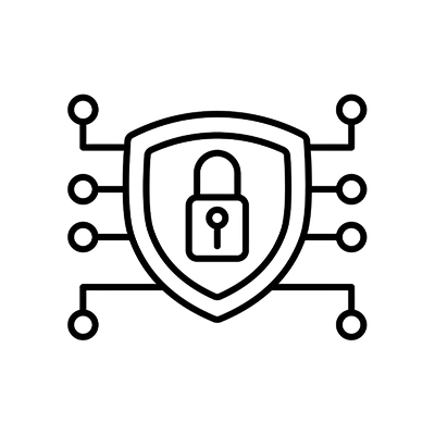 Concierge IT Services in Singapore 4 Shield with a padlock and digital circuit lines