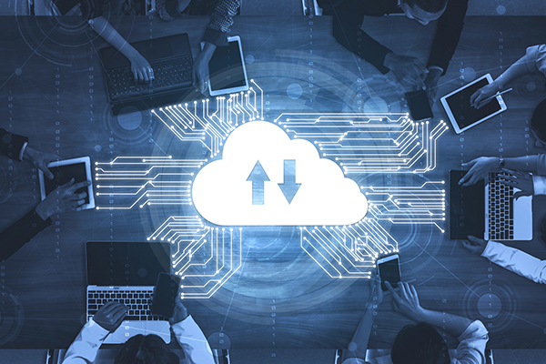 Visual of interconnected devices and cloud computing technology, highlighting cloud solutions in Singapore.