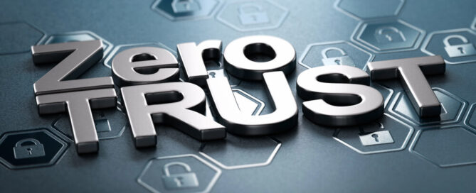 3D illustration of the text zero trust over black background