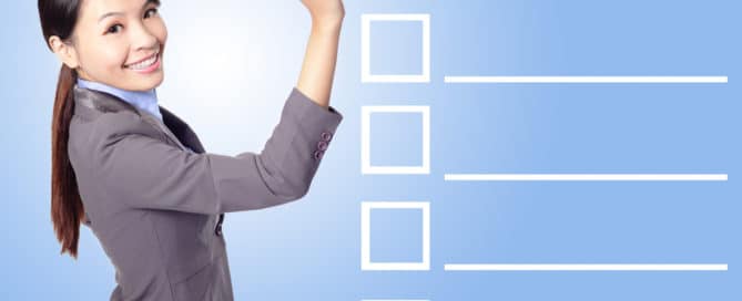 Asian Business Woman With Market and Checklist