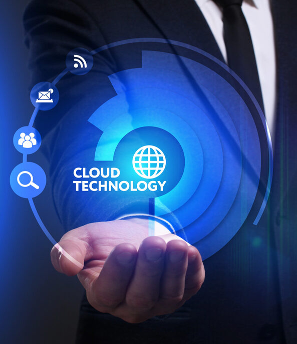A blue cloud graphic above 'CLOUD TECHNOLOGY' text, representing Azure cloud services in Singapore.