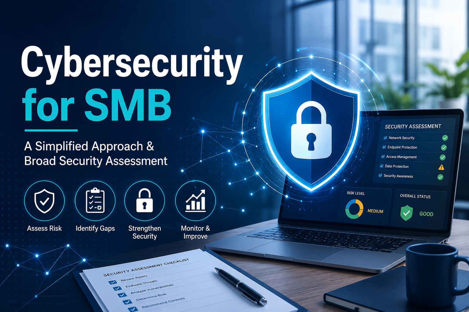 Conceptual image showing cybersecurity for smb