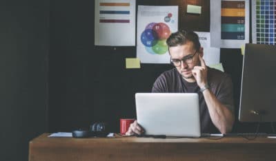 handsome business man working on design