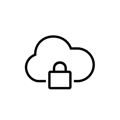secure cloud with a padlock icon inside