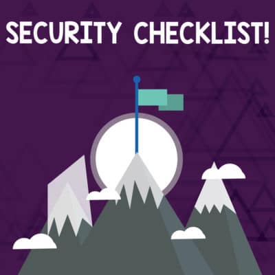 Security Checklist Concept with mountains and flag at the peak