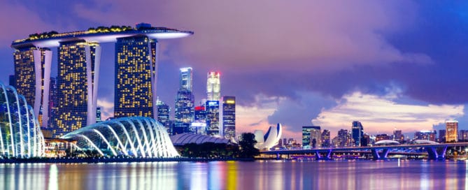Singapore skyline at night